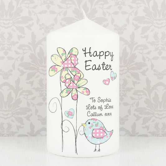 Personalised Daffodil Chick Easter Pillar Candle