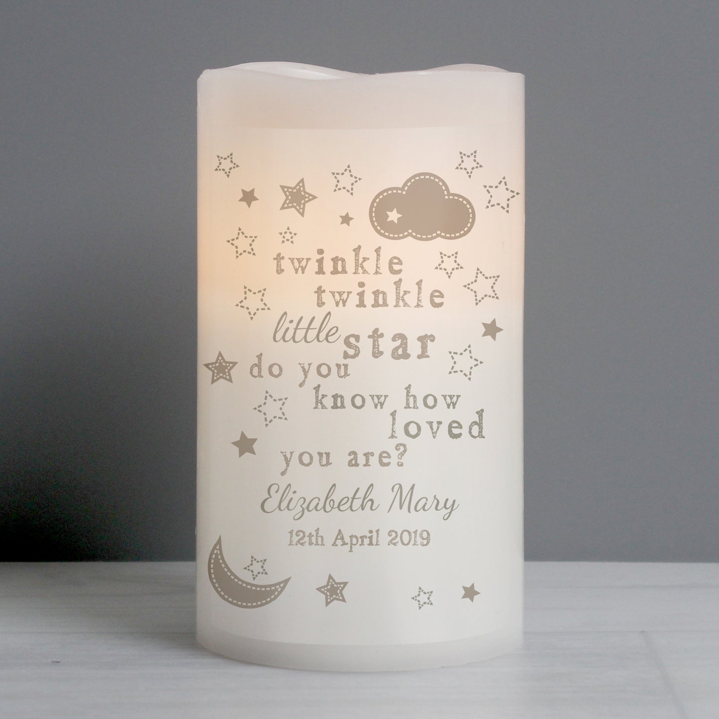 Personalised Twinkle Twinkle Nightlight LED Candle