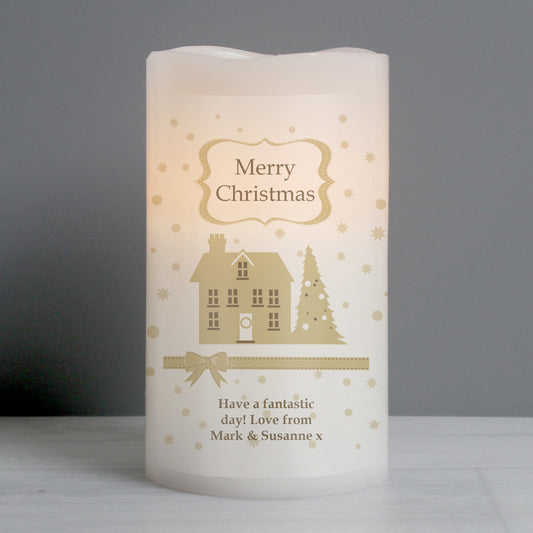 Personalised Festive Village LED Candle