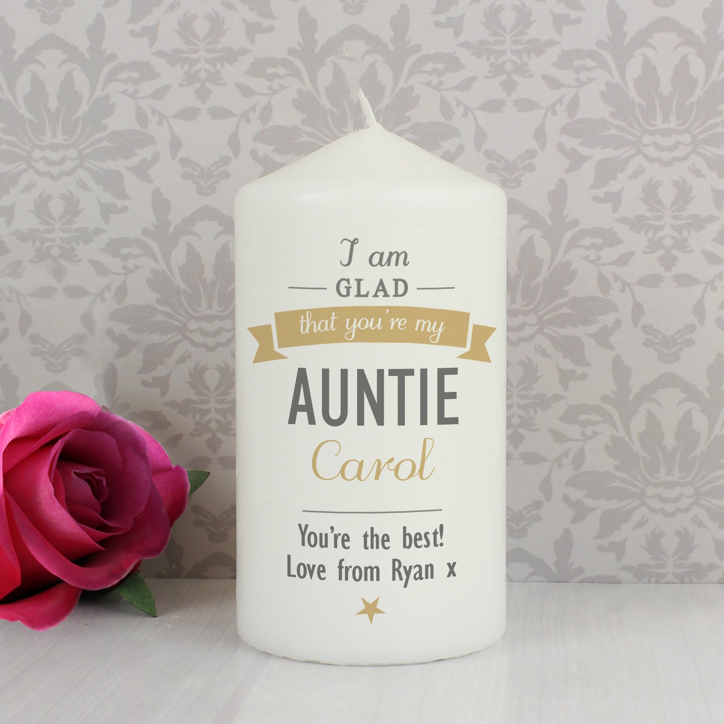 Personalised I Am Glad... Pillar Candle