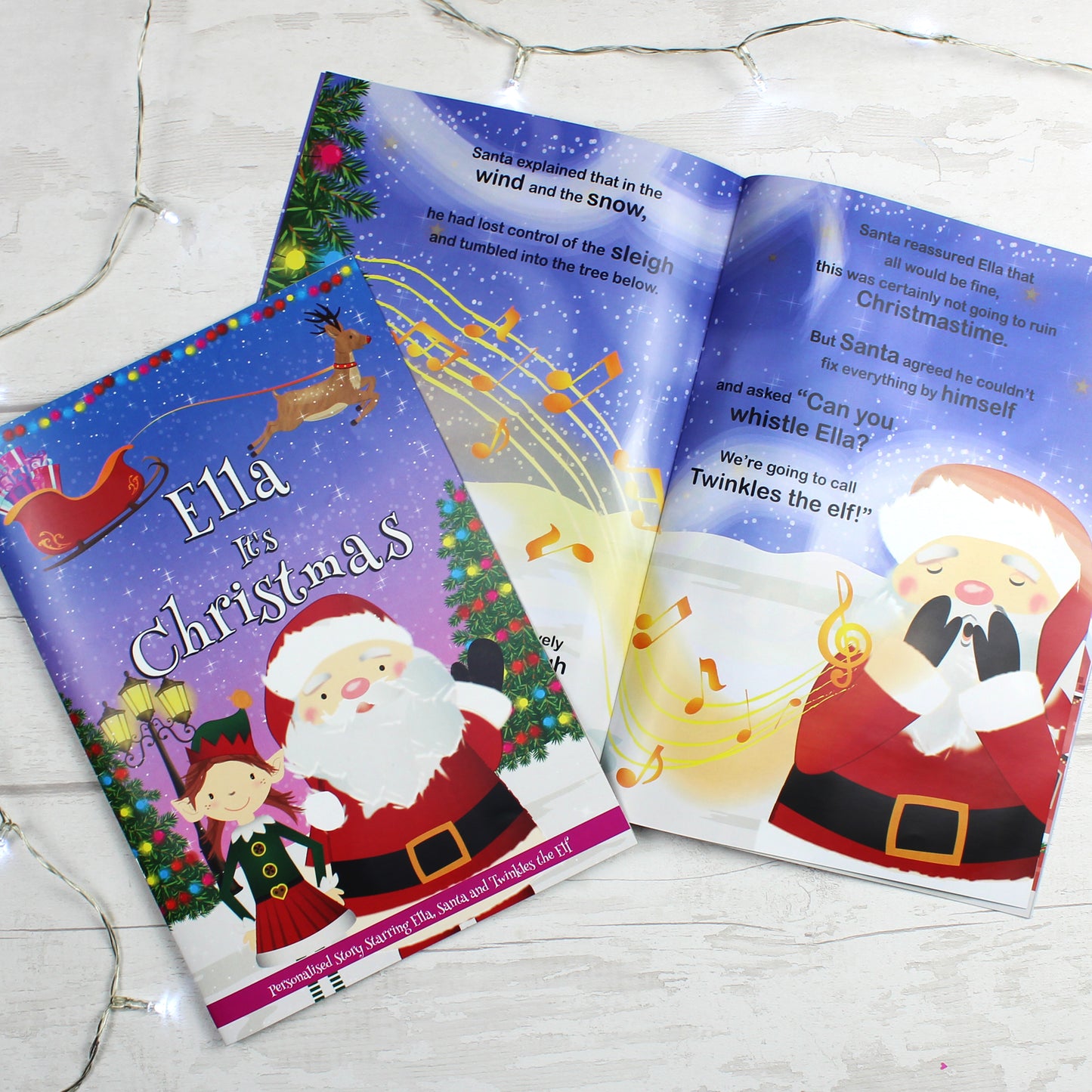 Personalised Girls ""It's Christmas"" Story Book, Featuring Santa and his Elf Twinkles