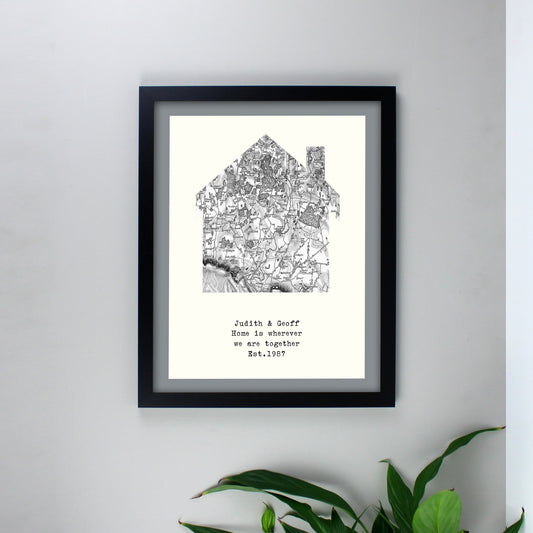 Personalised 1805 - 1874 Old Series Map Home Black Framed Print