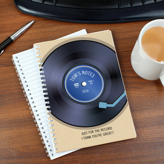 Personalised Retro Vinyl A5 Notebook