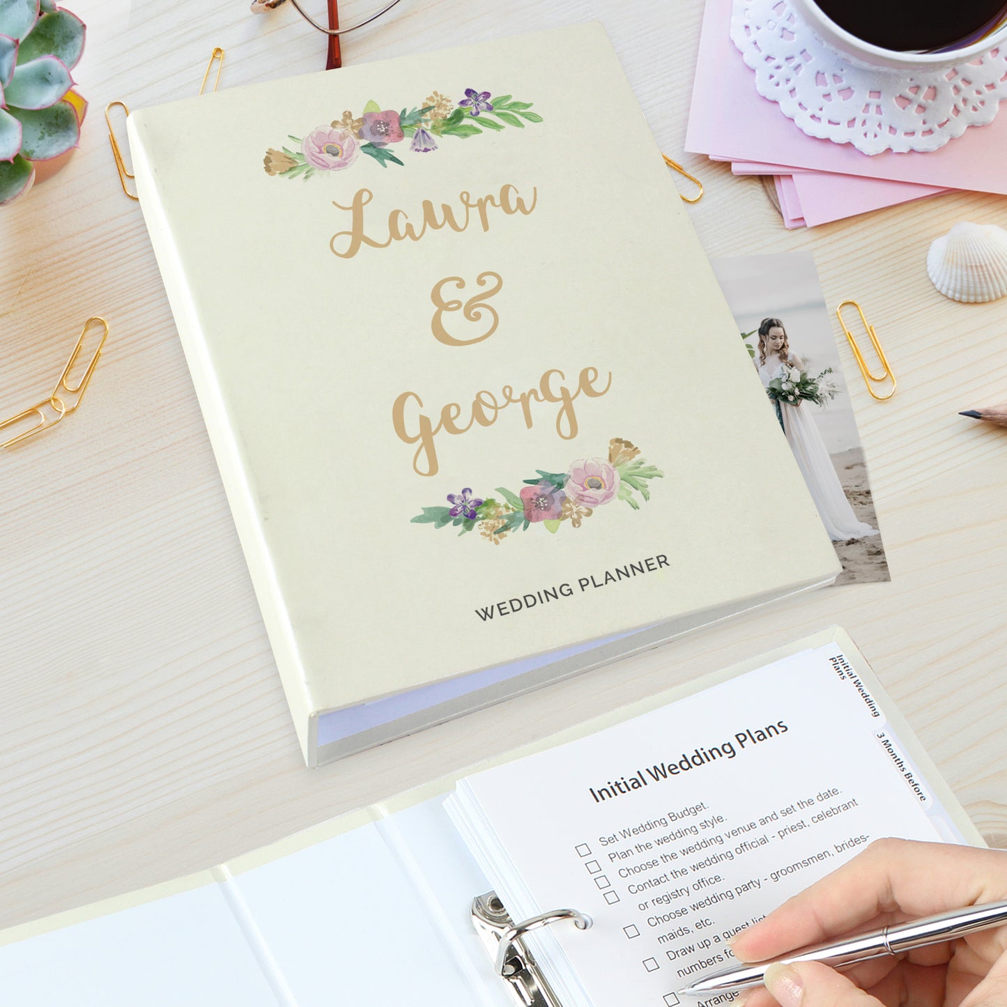 Personalised Floral Watercolour Wedding Planner