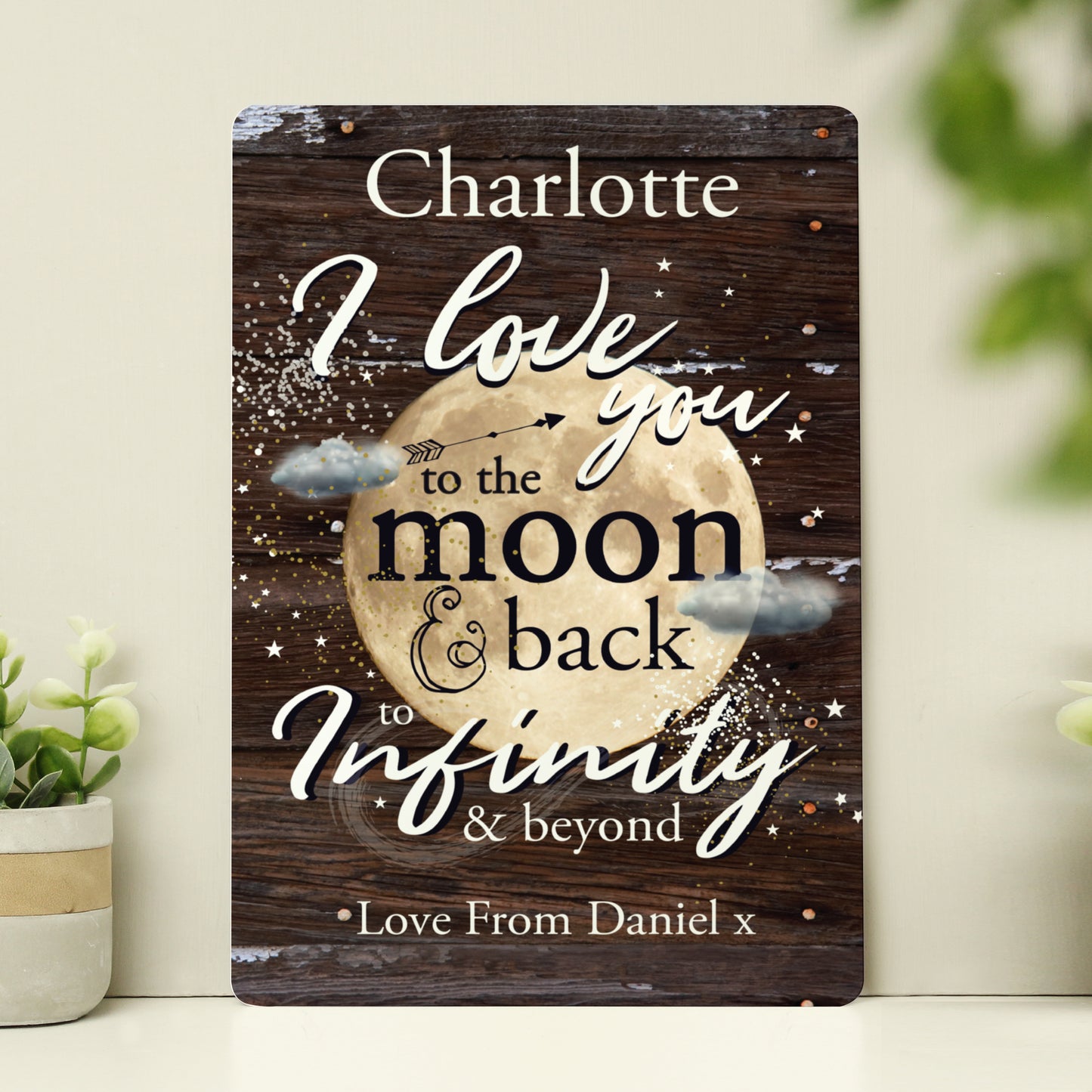 Personalised To the Moon & Back Metal Sign