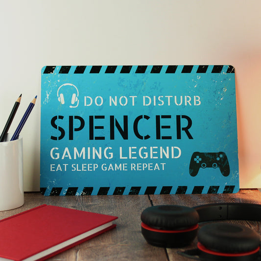 Personalised Gamer Do Not Disturb Metal Sign