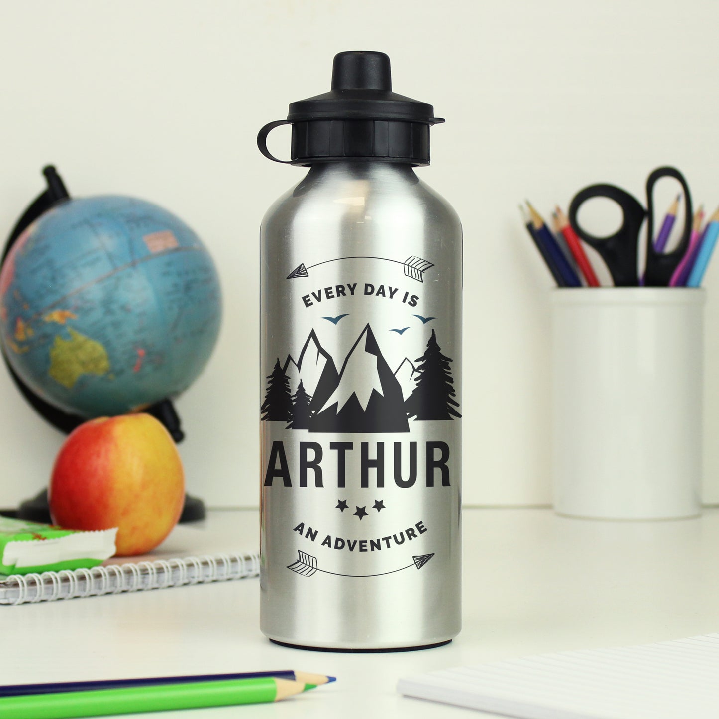 Personalised Adventure Silver Drinks Bottle