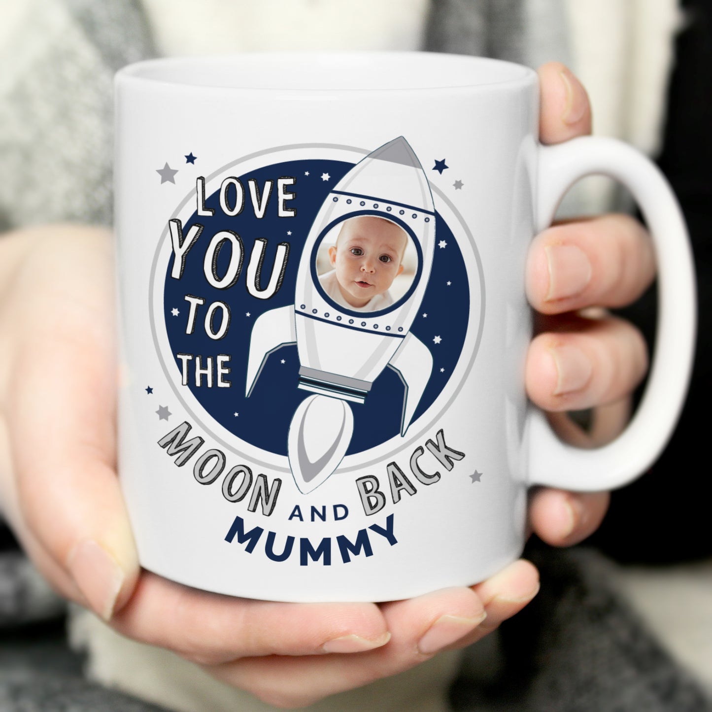 Personalised Moon & Back Photo Upload Mug