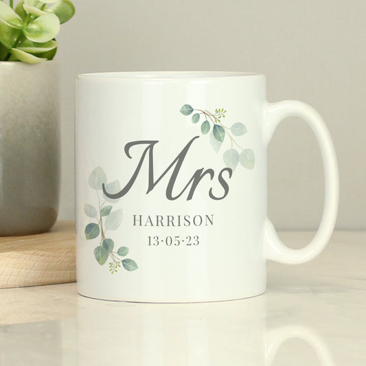 Personalised Botanical Mrs Mug