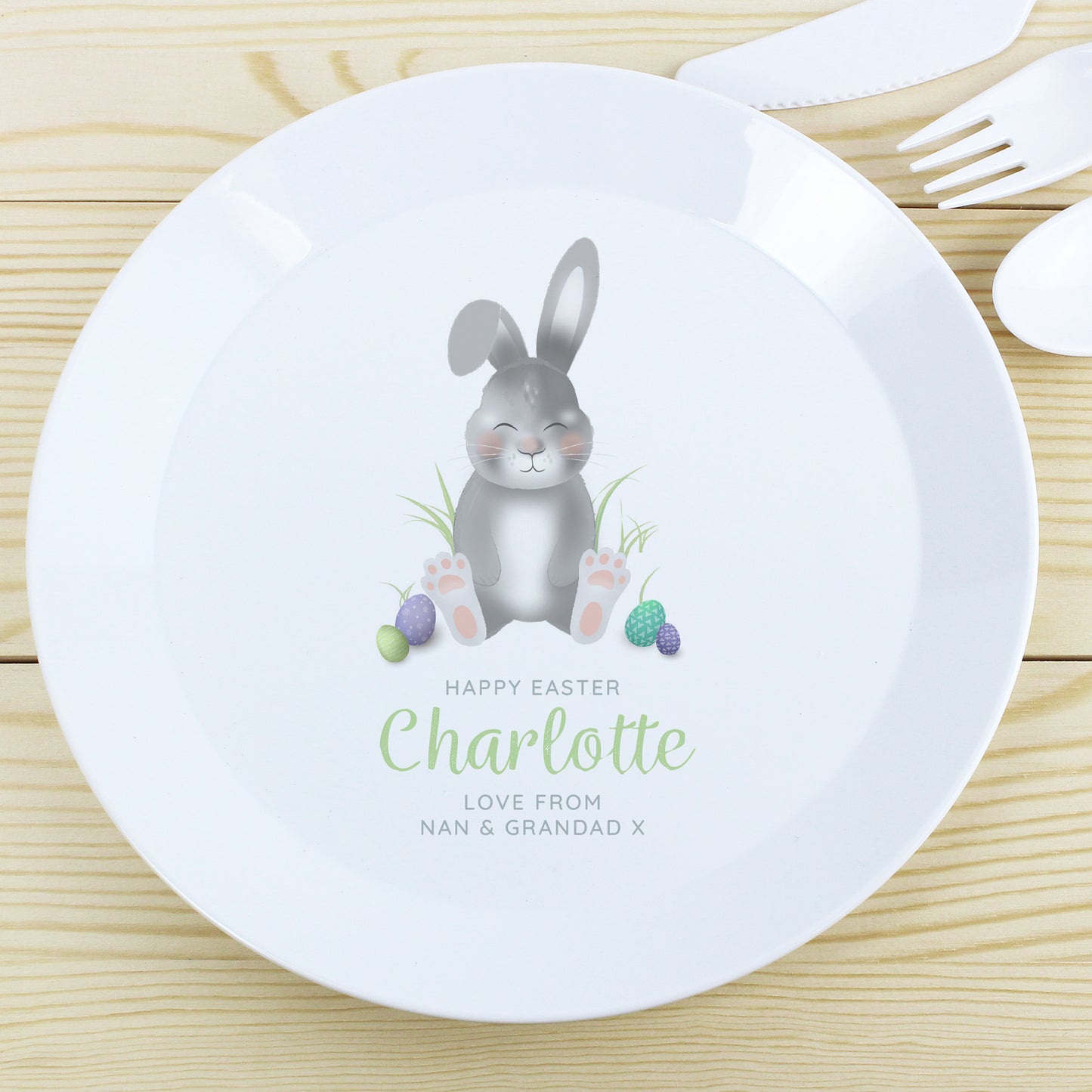 Personalised Easter Bunny Plastic Plate