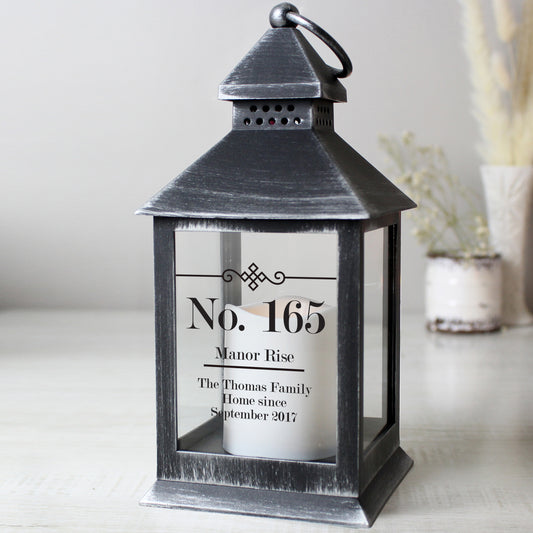 Personalised Elegant Diamond Rustic Black Lantern