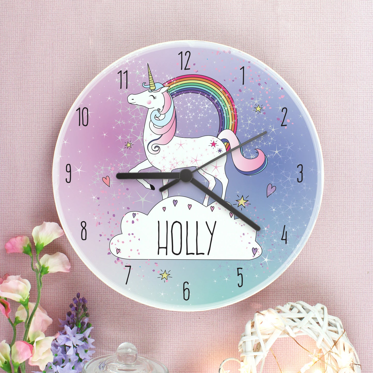 Personalised Unicorn Wooden Clock