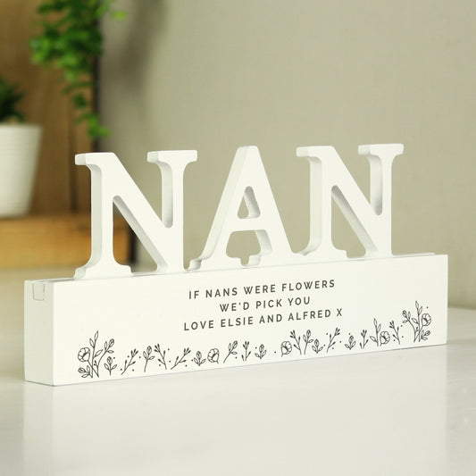 Personalised Floral Wooden Nan Ornament