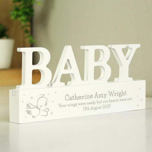 Personalised Memorial Wooden Baby Ornament