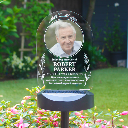 Personalised Memorial Photo Upload Outdoor Solar Light