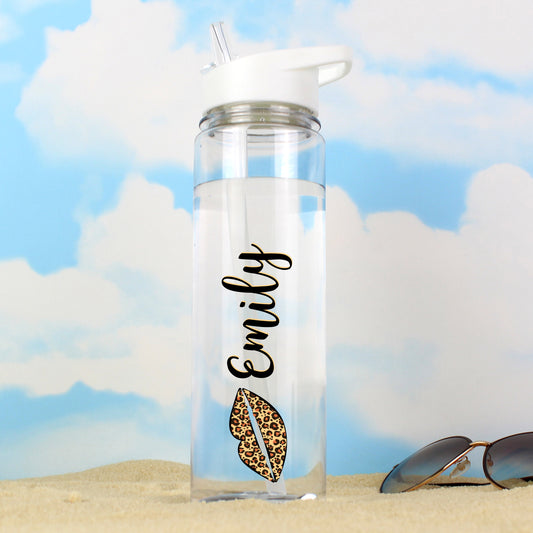 Personalised Leopard Lips Water Bottle